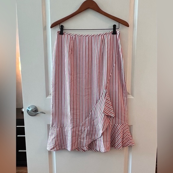 Ted Baker Corn Layered Striped Ruffle Hem Midi Pencil Skirt NWT - Picture 5 of 16